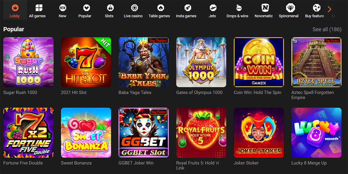 GGbet casino games review. 