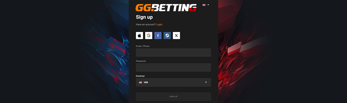 Register account in GGbet. 